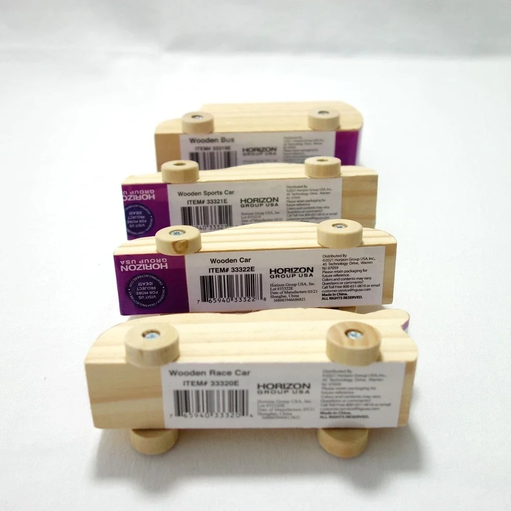 Go Create Horizon Set of 4 Wooden Play Vehicles Car Sports Car Bus Race Car‎